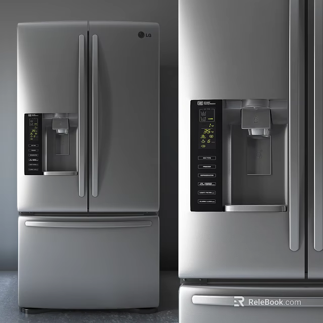 Stainless Steel French Door Refrigerators With Bottom Freezer Drawer And Water Ice Dispenser 3d model 