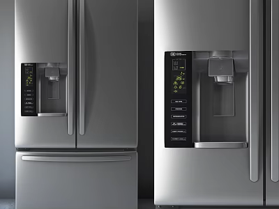 Stainless Steel French Door Refrigerators With Bottom Freezer Drawer And Water Ice Dispenser 3d model