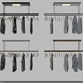 Modern Clothes Hangers With Metal And Wooden Rods Hanging Shirts And Coats