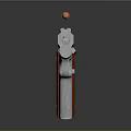 Detailed Silver Pistol With Red Grip And Bullet In Mid Air On Dark Background