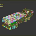 Green Military Truck Mounted With Multiple White Missile Launch Tubes Weapon System