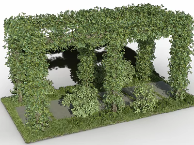 Plant Combination Archway Structure With Vines Shrubs And Lush Green Grass 3d model