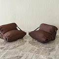 Comfortable Brown Padded Floor Leisure Chairs Pair For Cozy Home Lounge Rest Space Decoration