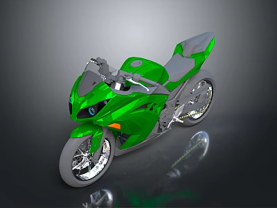 Green Modern Sporty Motorcycle With Sleek Design Silver Wheels And Gray Seat 3d model