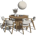 Nordic Casual Table and Chair Combination Round Dining Table and Chair 3d model