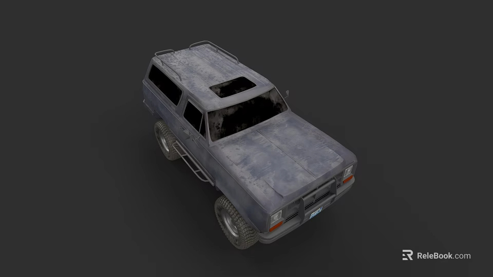 Vintage Off Road SUV With Weathered Exterior Roof Rack And Large Tires 3d model 