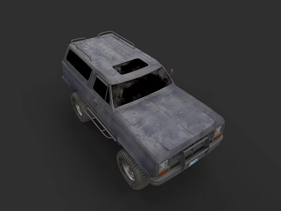Vintage Off Road SUV With Weathered Exterior Roof Rack And Large Tires 3d model