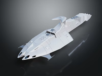 Futuristic White Spaceship Model With Streamlined Sci Fi Design And Angular Wings 3d model
