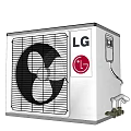LG Air Conditioner Fan Outdoor Unit With White Design And Black Grille