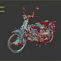 Blue Classic Motorcycle With Black Seat And Shiny Wheels On Dark Background