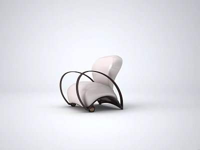 Modern Minimalist Single Chair With White Fabric And Black Curved Metal Frame 3d model