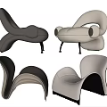 Modern Single Sofa Designs In Black And White With Upholstered Seats And Metal Legs
