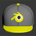 Gray Hat With Yellow Brim Yellow Eye Design And Stitches