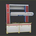 SharpShooter Industrial Equipment With Red And White Frame Mechanical Arm Part And Cabinet Base