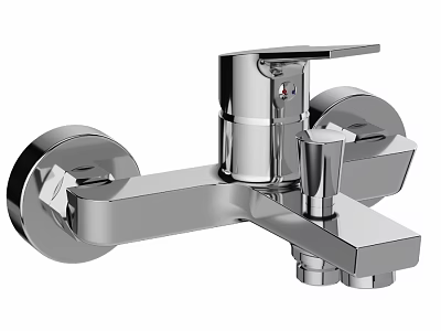Wall Mounted Chrome Faucet With Modern Design And Dual Handles For Bathroom Use 3d model