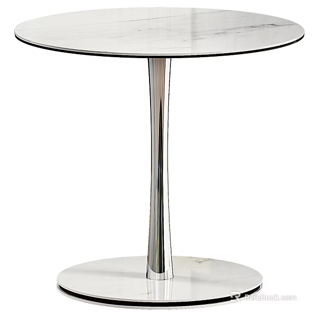 Modern Round Top Side Table With Sleek Metal Pedestal Base And Contemporary Design 3d model 