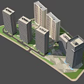 Modern High Rise Residential Complex With Green Areas And Road Layout