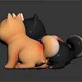 Three Cute Shiba Inu Plush Toys With Pink Black And Orange Colors