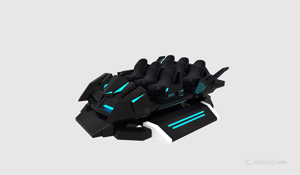 Ergonomic Gaming Chair With Blue LED Lights And Black Cushioned Design 3d model 