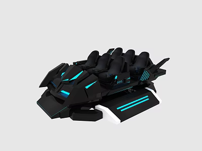 Ergonomic Gaming Chair With Blue LED Lights And Black Cushioned Design 3d model