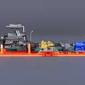 Industrial Equipment Assembly With Engine Blue Pump Yellow Components And Orange Base Frame