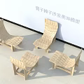 Wooden Leisure Chairs With Curved Design And Scalloped Texture Pattern For Modern Spaces