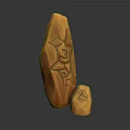 Wood Stone Decorative Sculptures With Orange Color And Carved Patterns In Two Sizes