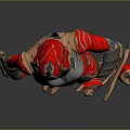 Futuristic Sci Fi Character With Biomechanical Armor Red Silver Blue Design And Pink Head Decoration