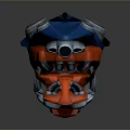 Game Movie Character Sci Fi Spaceship With Blue Red Glowing Circular Parts Streamlined Design