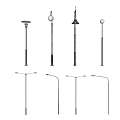 Various Styles Of Outdoor Street Lights With Different Pole Designs And Lamp Head Shapes