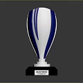Shiny Blue And Silver Trophy With Black Base And Engraved Nameplate