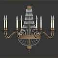 Elegant Vintage Lighting Fixture Set With Brass Frame Candle Shaped Bulbs And Transparent Glass Accents