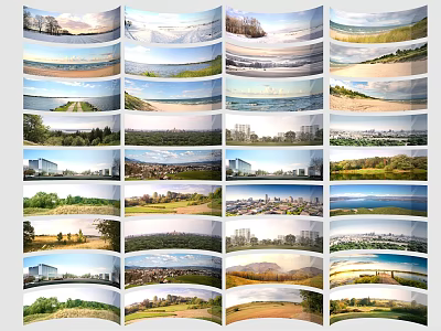 Diverse Natural Scenery Collection Featuring Coastal Views Mountain Ranges Green Fields and Lush Forests 3d model
