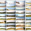 Diverse Natural Scenery Collection Featuring Coastal Views Mountain Ranges Green Fields and Lush Forests