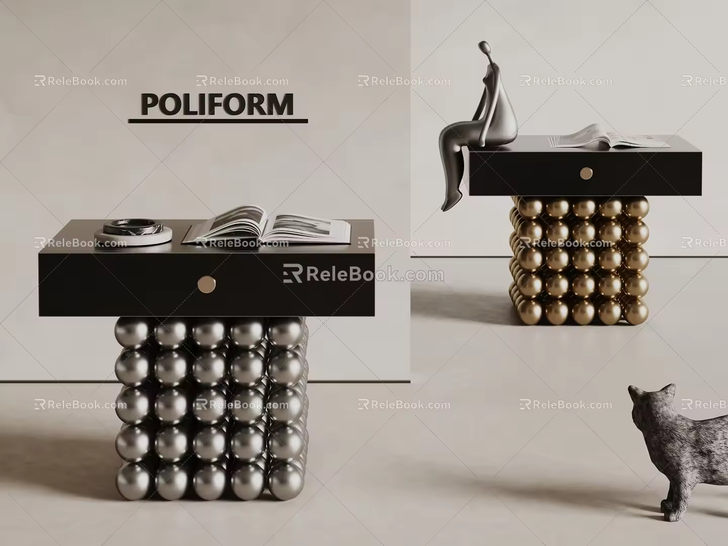poliform Side Table Simple Side Table Metal Side Table Corner Table Small Coffee Table Book Ornaments 3d model