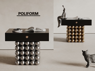 poliform Side Table Simple Side Table Metal Side Table Corner Table Small Coffee Table Book Ornaments 3d model