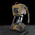 Yellow Robots With Red Antennas Tracked Legs And Different Head Designs