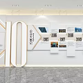 Modern Activity Exhibition Wall With Photo Displays Text Information And Visitor Viewing