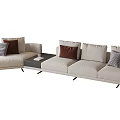 Modern Sectional Multi Seat Sofa With Soft Cushions And Neutral Tones 3d model