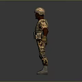 Game Movie Character Soldier In Camouflage Uniform With Tactical Gear Helmet Knee Pads White Boots