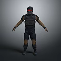Tactical Security Gear With Helmet Red Goggles Bulletproof Vest And Boots