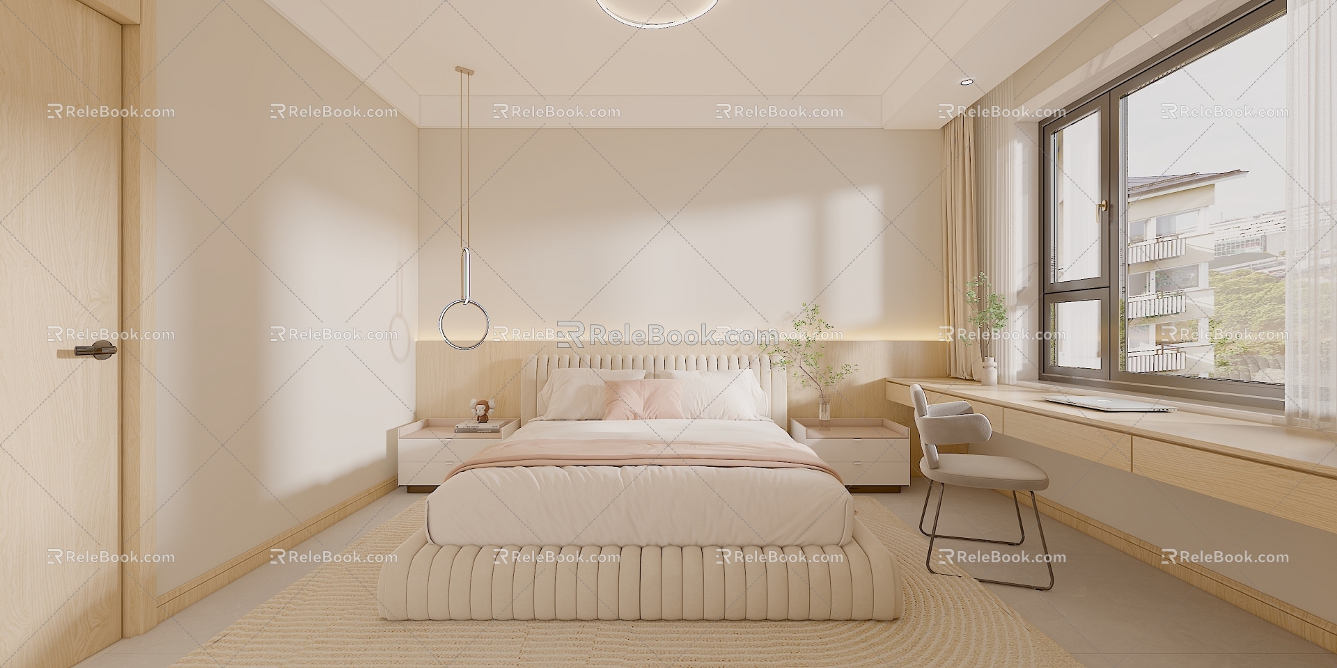 Modern Cream Style Bedroom Bedroom 3d model