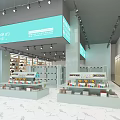 Modern Stationery Store Interior With Shelves Displayed Products And Bright Lighting