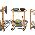 Commercial Mobile Serving Carts With Wheels Multi Tier Storage For Fruits Bottles And Bowls