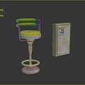 Stylish Bar Stool With Yellow Cushion Metal Frame And Adjustable Armrests