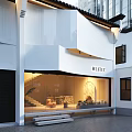HLITT Elegant Modern Storefront With White Building Glass Facade And Lighting Design