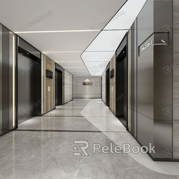 modern elevator hall office elevator corridor model