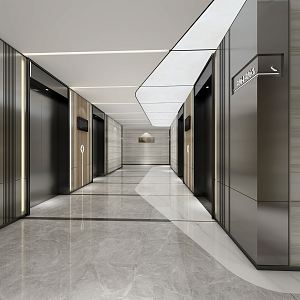 modern elevator hall office elevator corridor 3d model