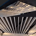 Modern Striped Aluminum Interior Ceiling Design With Recessed Lights And Structural Pattern 3d model