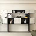 Sleek Modern Decorative Cabinet With White Panel Doors And Black Frame In Living Room Interior